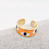 Purple Enamel Gold-Plated Evil Eye Ring