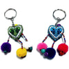 Pompom Bells Multicolor Love Heart Key Chain - Thailand