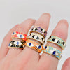 White Enamel Gold-Plated Evil Eye Ring