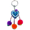 Pompom Bells Multicolor Love Heart Key Chain - Thailand