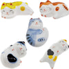 5 Ceramic Neko Cats Rest with 5 Pair Japanese Asian Bamboo Chopsticks Set In Gift Box Packaging