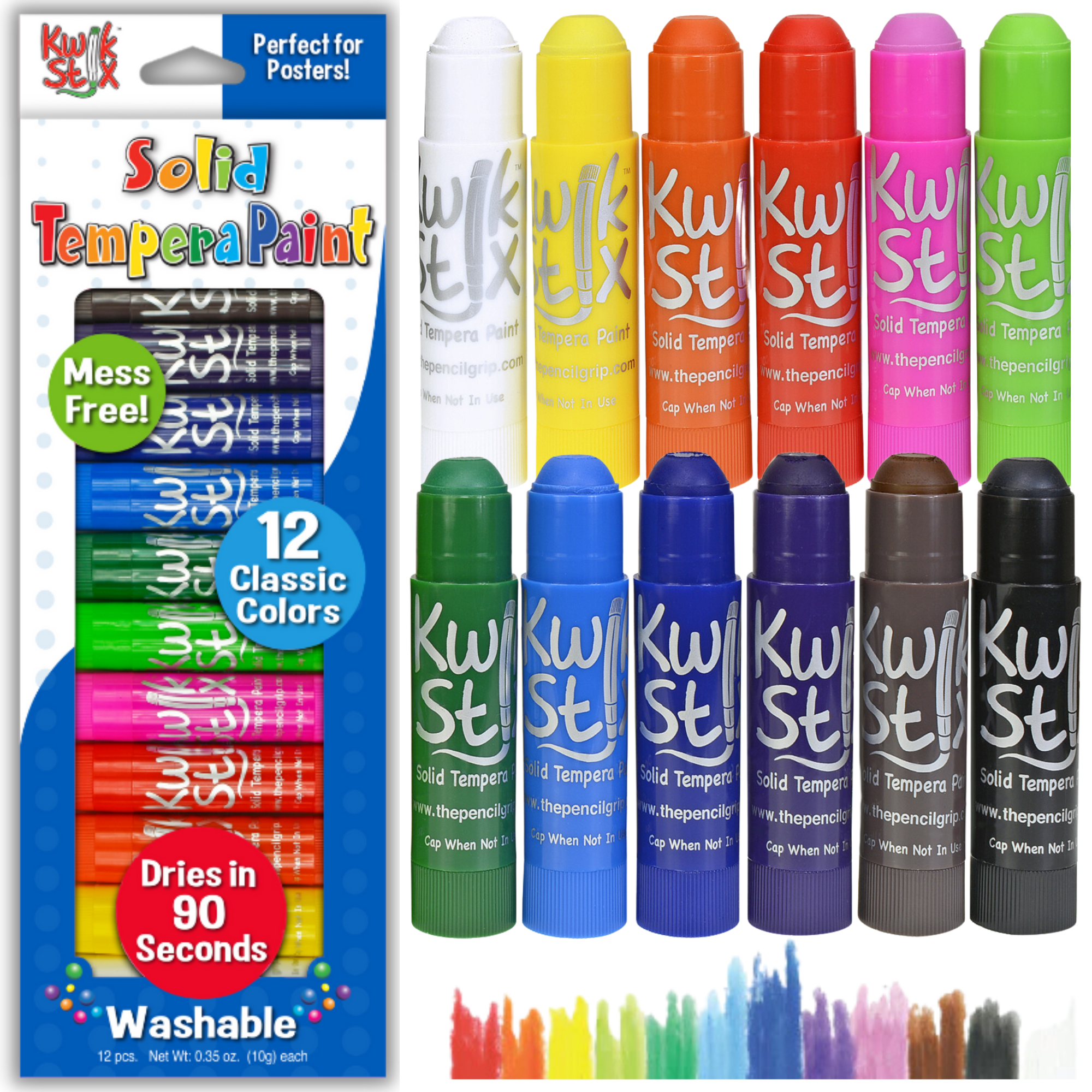 12 Classic Colors Tempera Paint - KwikStix