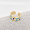 White Enamel Gold-Plated Evil Eye Ring