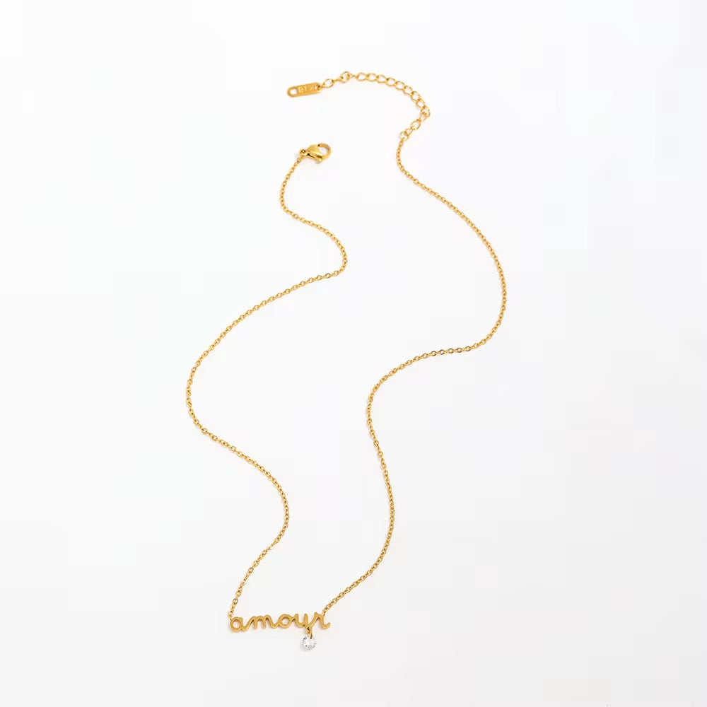 Amour with Zirconia Stainless Steel Necklace