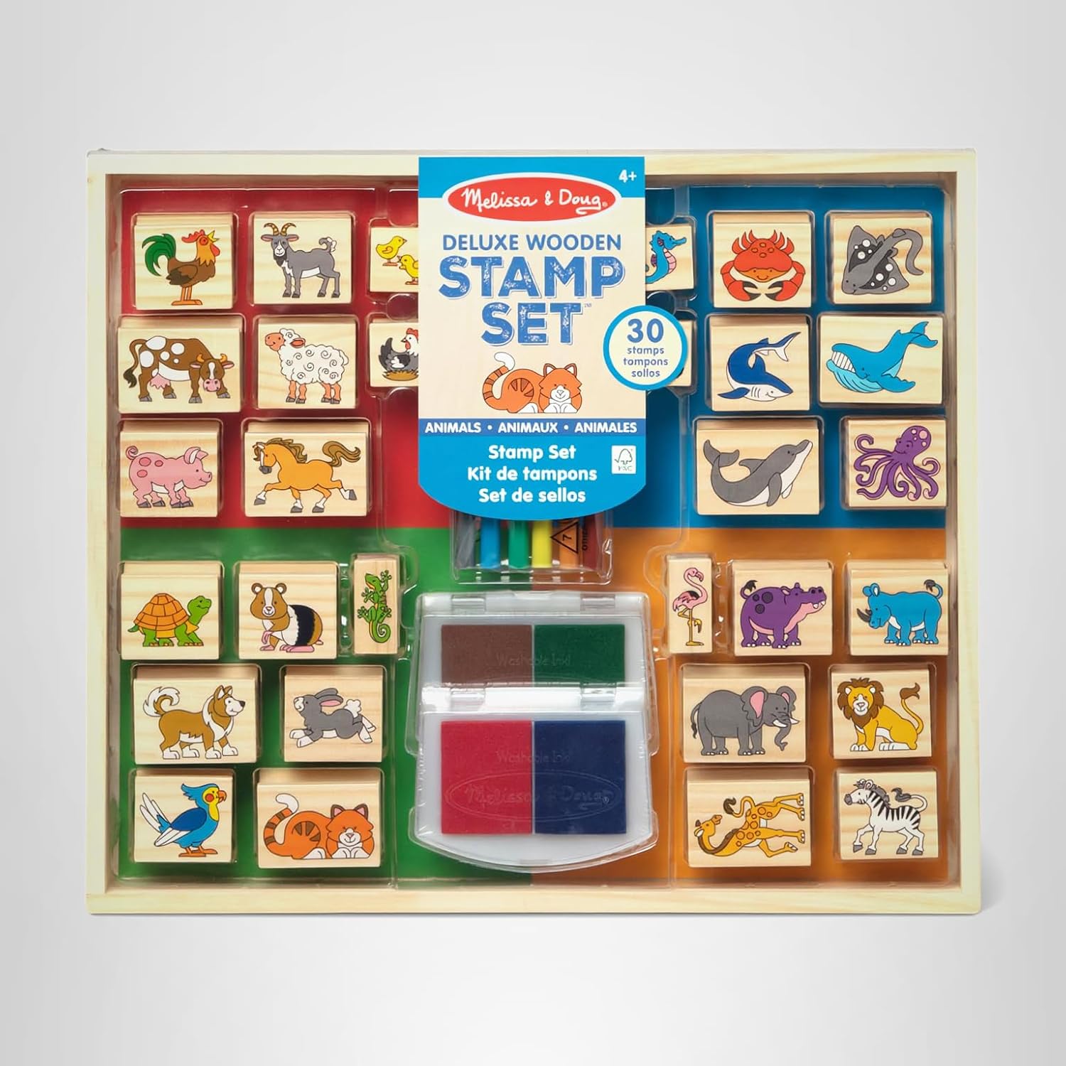 Deluxe Wooden Stamp and Coloring Set -Animals - Melissa & Doug