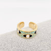 White Enamel Gold-Plated Evil Eye Ring