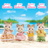 Set of 4 Doll Figures, Beige Cat Family, Collectible Toys