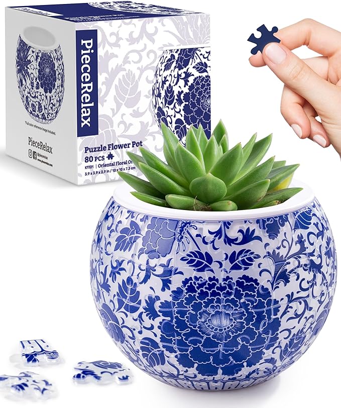 Oriental Floral Ornament 3D Puzzle Flower Pot Planter 80 Pieces