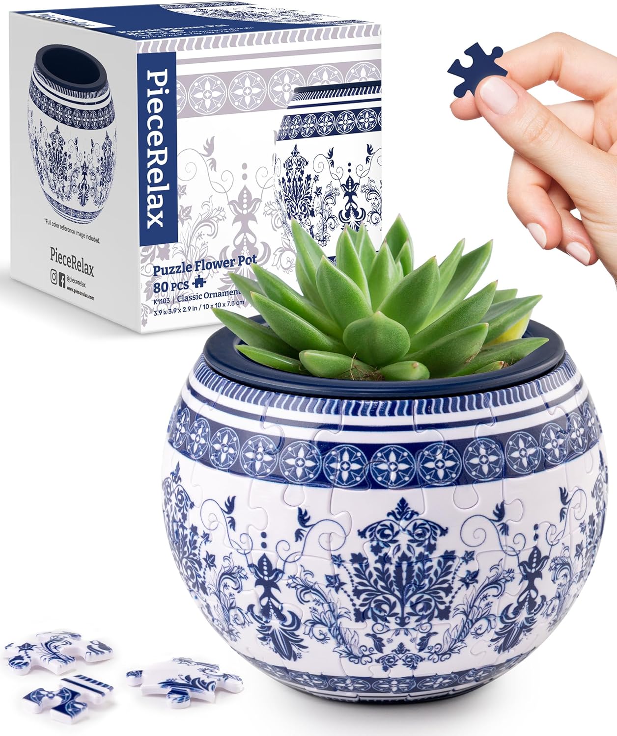 Classic Ornamental 3D Puzzle Flower Pot Planter 80 Pieces