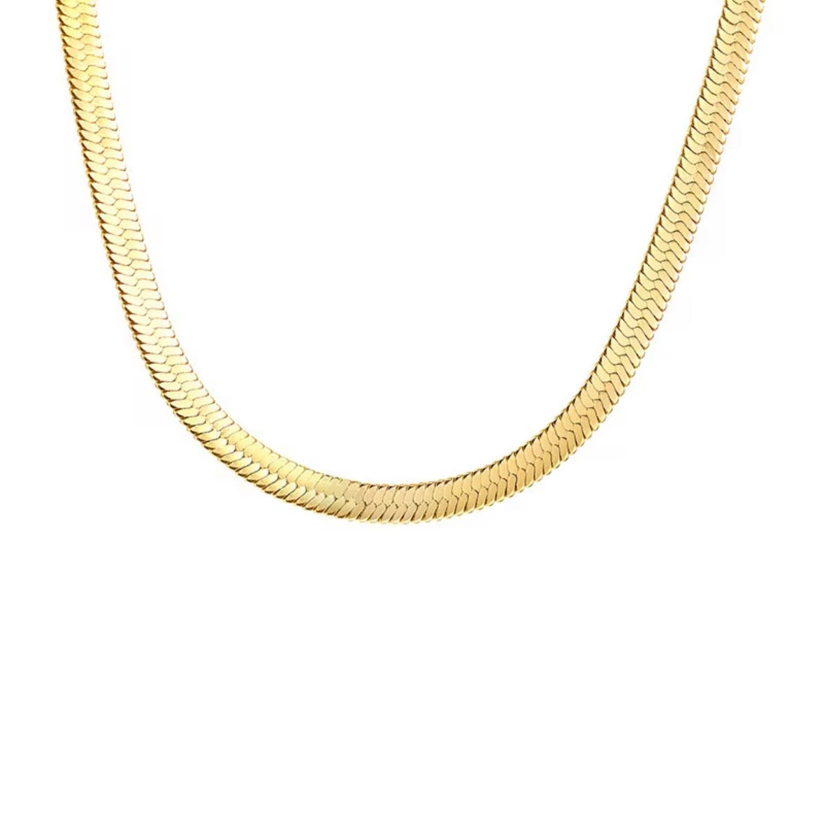 Herringbone Choker 18K Gold Plated Stainless Steel Necklace Snake