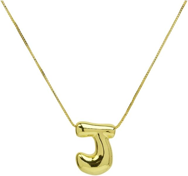 Chunky Bubble Initial Letter Necklace for Women Teen Girls Boys Men Balloon Statement Dainty Alphabet Personalized Jewelry
