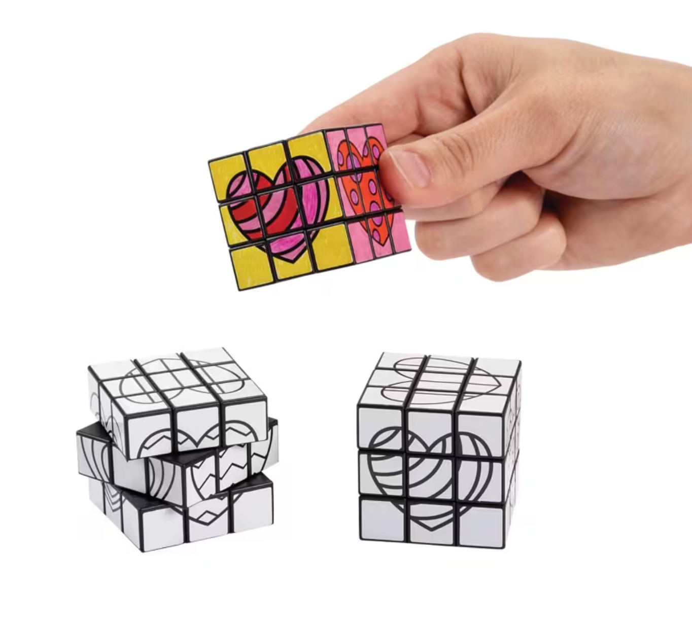 Color your own Mini Valentines Day Rubiks Cube