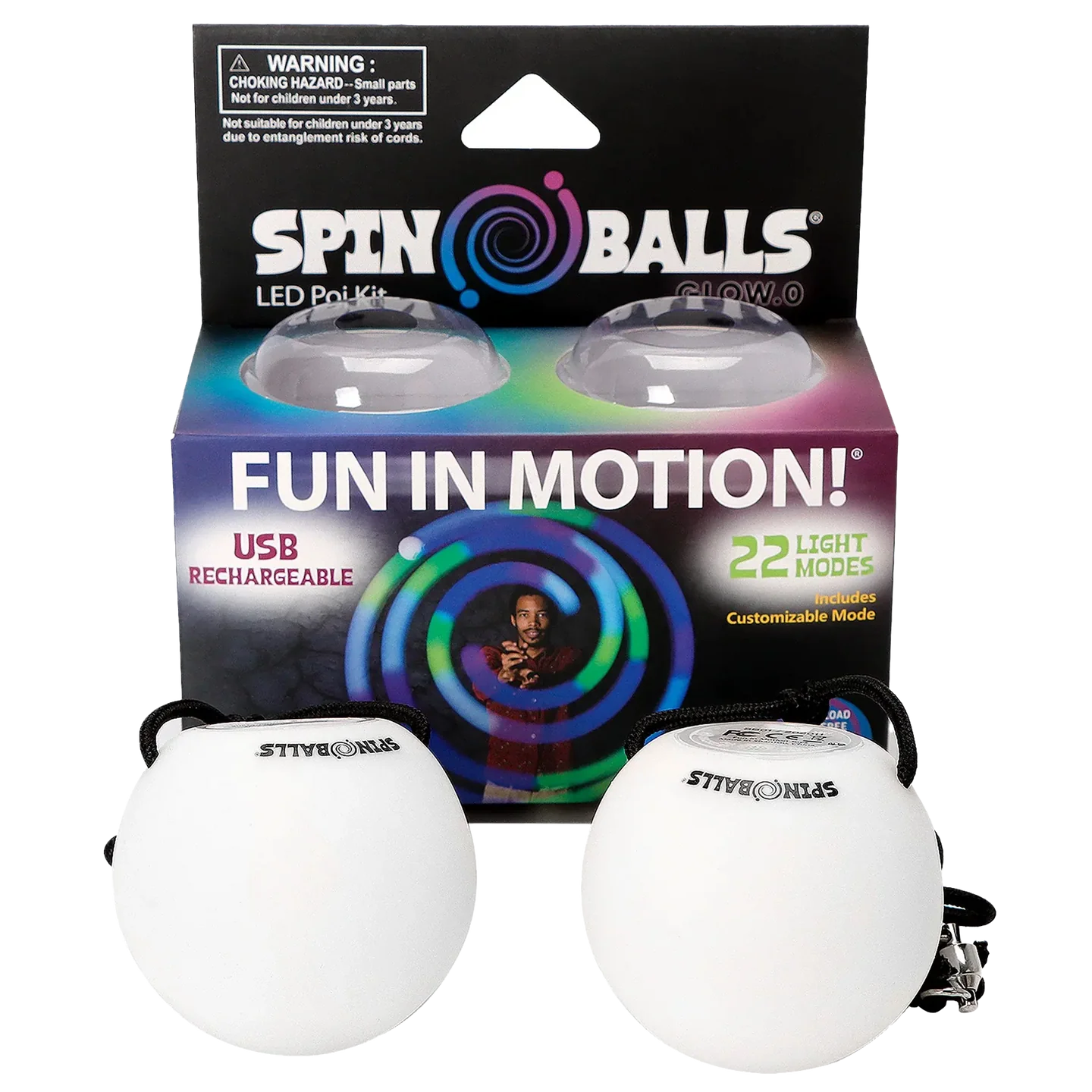 Spinballs Glow. 0 LED Rechargeable Poi Set