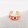 White Enamel Gold-Plated Evil Eye Ring