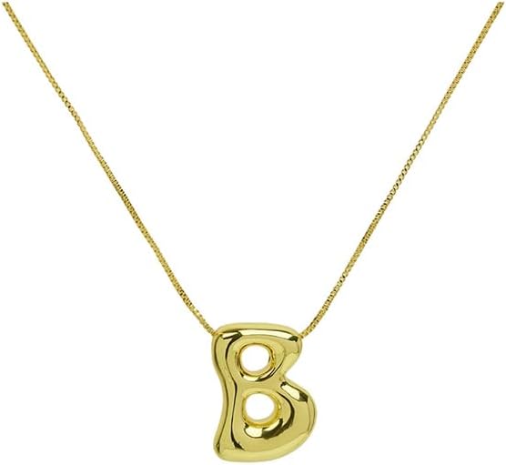 Chunky Bubble Initial Letter Necklace for Women Teen Girls Boys Men Balloon Statement Dainty Alphabet Personalized Jewelry