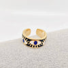 White Enamel Gold-Plated Evil Eye Ring