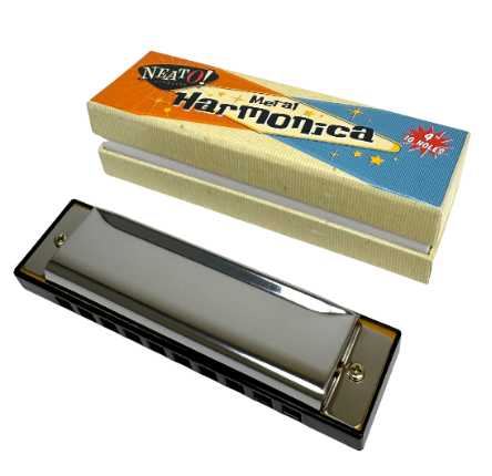 4" Metal Harmonica - Retro Classic, vintage toys Neato!