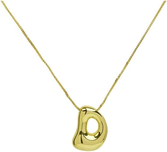 Chunky Bubble Initial Letter Necklace for Women Teen Girls Boys Men Balloon Statement Dainty Alphabet Personalized Jewelry