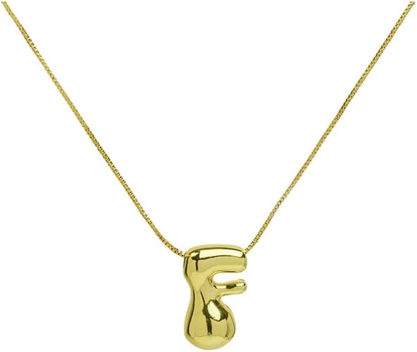 Chunky Bubble Initial Letter Necklace for Women Teen Girls Boys Men Balloon Statement Dainty Alphabet Personalized Jewelry