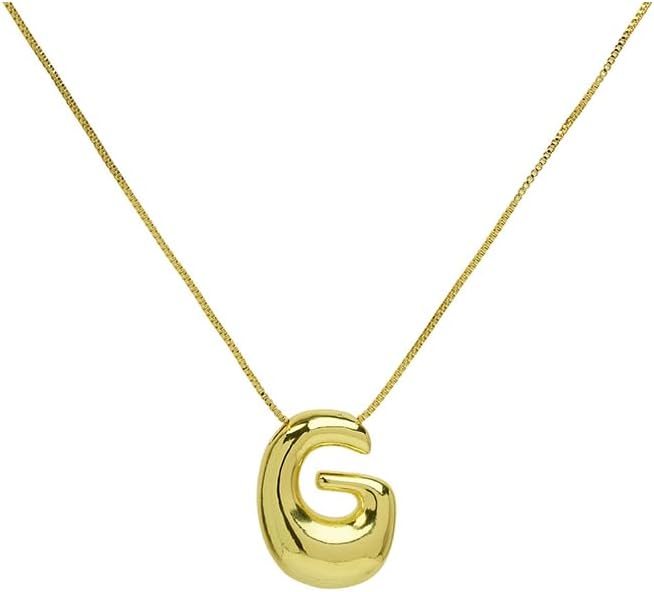 Chunky Bubble Initial Letter Necklace for Women Teen Girls Boys Men Balloon Statement Dainty Alphabet Personalized Jewelry