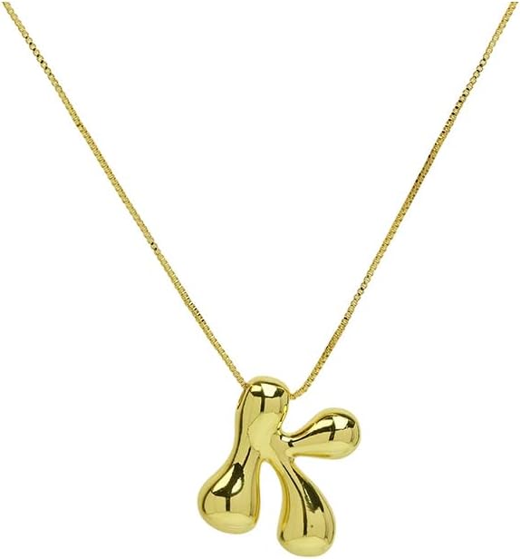 Chunky Bubble Initial Letter Necklace for Women Teen Girls Boys Men Balloon Statement Dainty Alphabet Personalized Jewelry