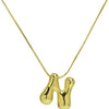 Chunky Bubble Initial Letter Necklace for Women Teen Girls Boys Men Balloon Statement Dainty Alphabet Personalized Jewelry
