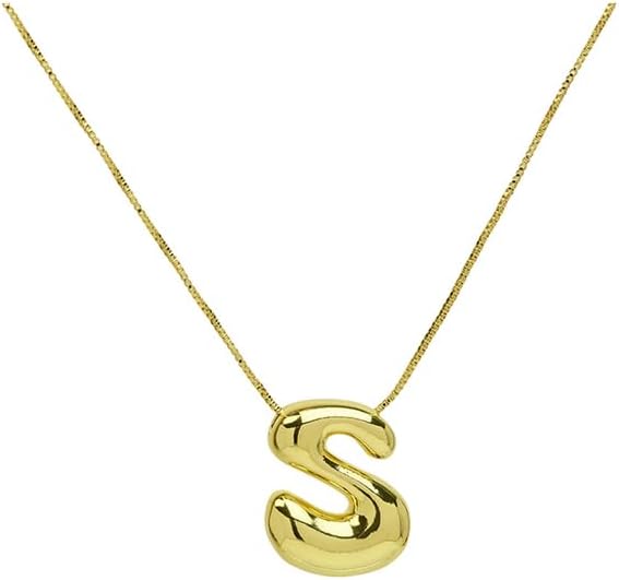 Chunky Bubble Initial Letter Necklace for Women Teen Girls Boys Men Balloon Statement Dainty Alphabet Personalized Jewelry