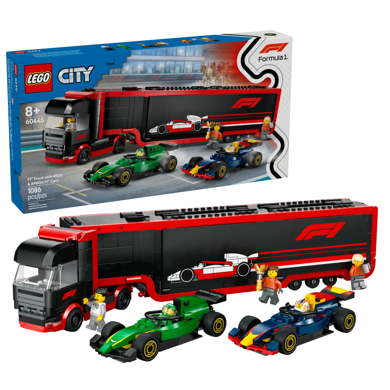 F1® Truck with RB20 & AMR24 F1® Cars - LEGO City - 60445