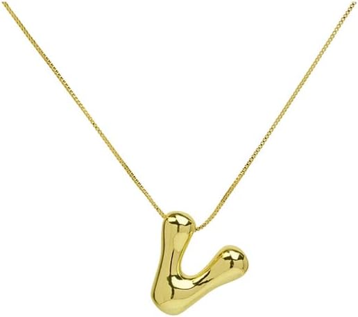 Chunky Bubble Initial Letter Necklace for Women Teen Girls Boys Men Balloon Statement Dainty Alphabet Personalized Jewelry