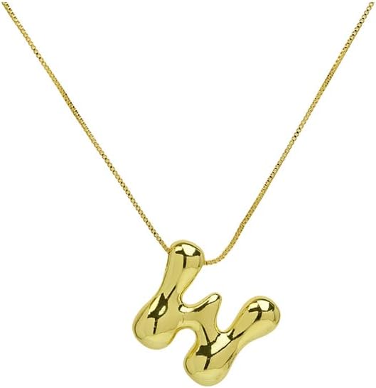 Chunky Bubble Initial Letter Necklace for Women Teen Girls Boys Men Balloon Statement Dainty Alphabet Personalized Jewelry