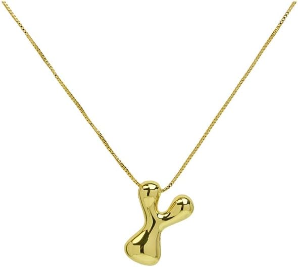 Chunky Bubble Initial Letter Necklace for Women Teen Girls Boys Men Balloon Statement Dainty Alphabet Personalized Jewelry